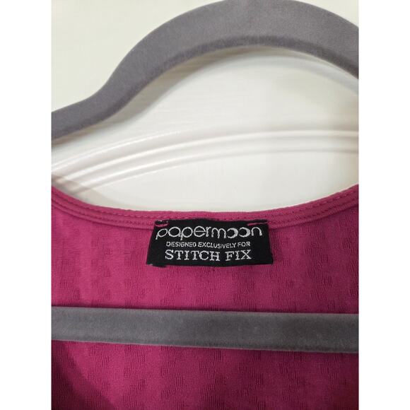 Papermoon Stitch Fix Sleeveless Fit Flare Textured Pink Cutout Mini Dress Large - Picture 3 of 12